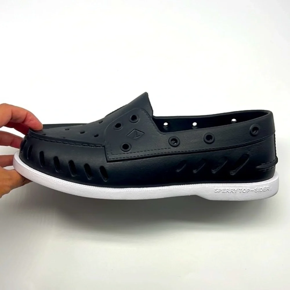SPERRY - Top - Sider Rubber Black Boat Shoes With Non Marking Mens 6 or Women 8